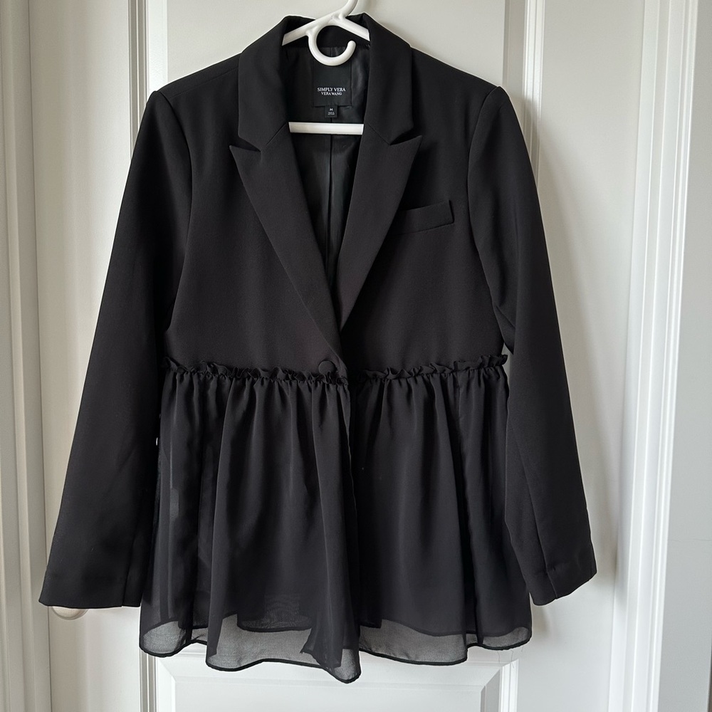Simply Vera Vera Wang Black Blazer With Sheer Peplum-M